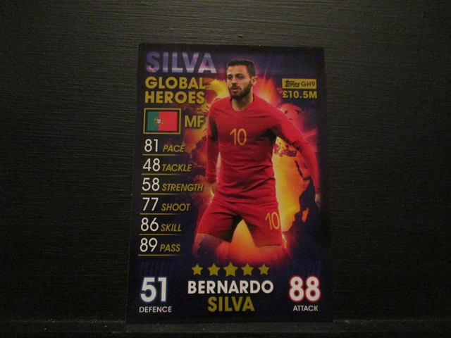 Bernardo Silva - Global Heroes Match Attax 101 Original Trading Card