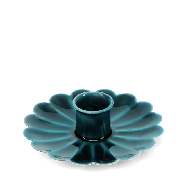 Enamel Flower Candle Holder - Blue
