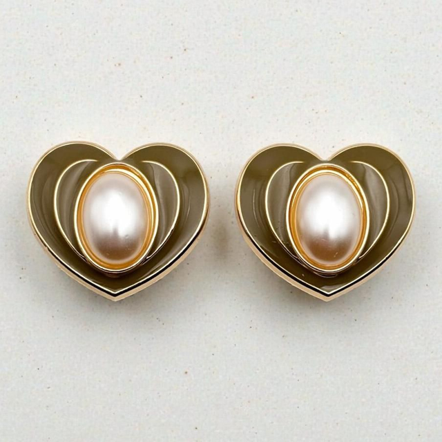 Bijoux de bouton Coeur éternel Kaki