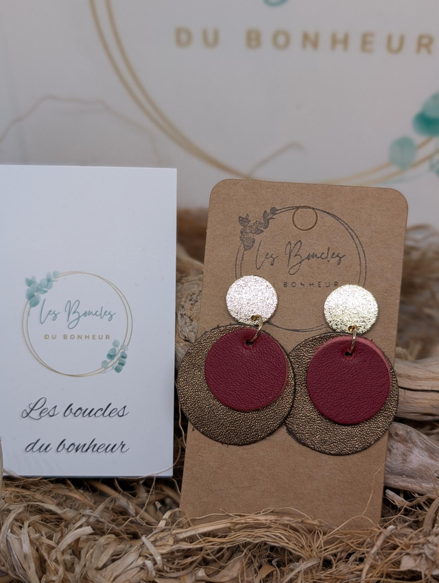 Boucles d'oreilles Moon bronze bordeaux mo021