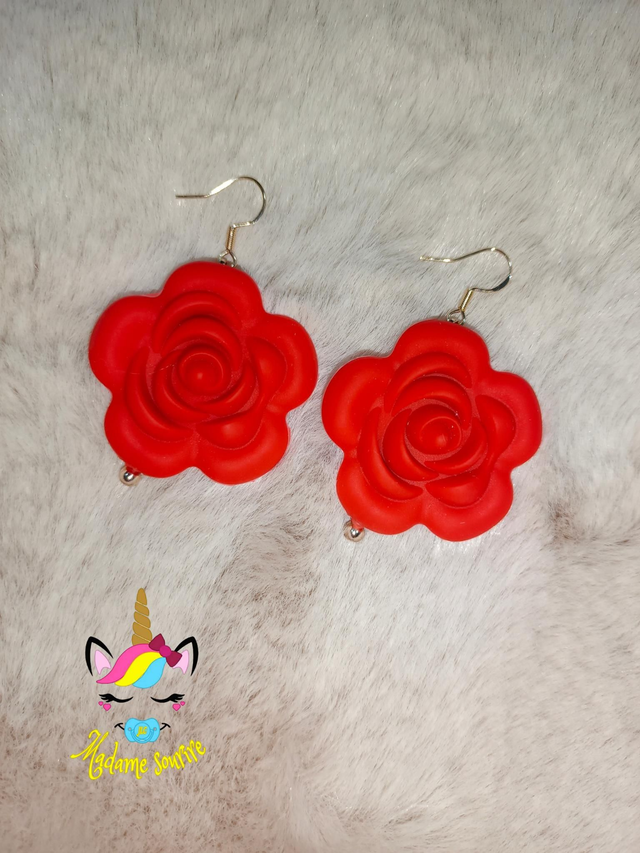 Boucles d'oreilles Grosse rose