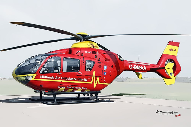 C190105 EUROCOPTER EC135 T2e Midlands Air Ambulance Charity G-OMAA RAF Cosford 2018