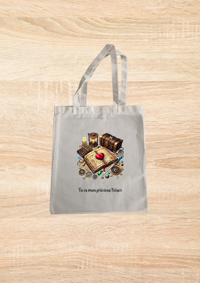 Sac fourre tout motif livre carte au trésor