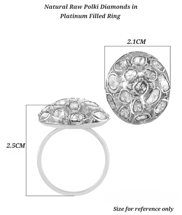 Stunning Natural Polki Diamond & Platinum Filled Ring