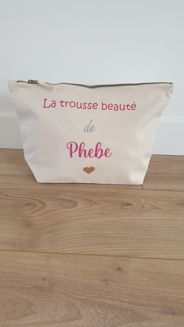 Trousse beauté + prénom coloris rose