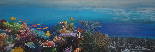 "Barrière de corails" 40X120cm 