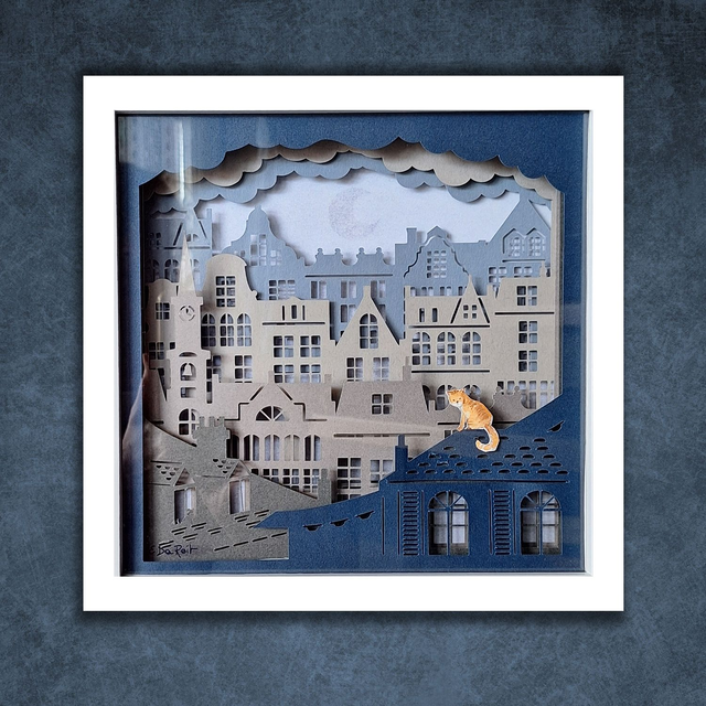 Shadow box "Gatto sul tetto"