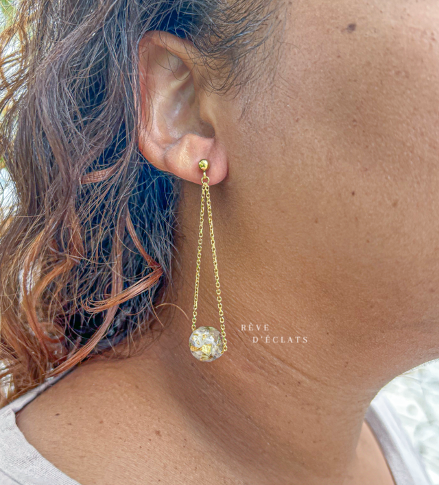 Boucles d'oreilles - Fleurs de radié albumine