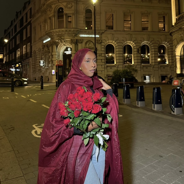 Burgundy Crinkle Abaya 