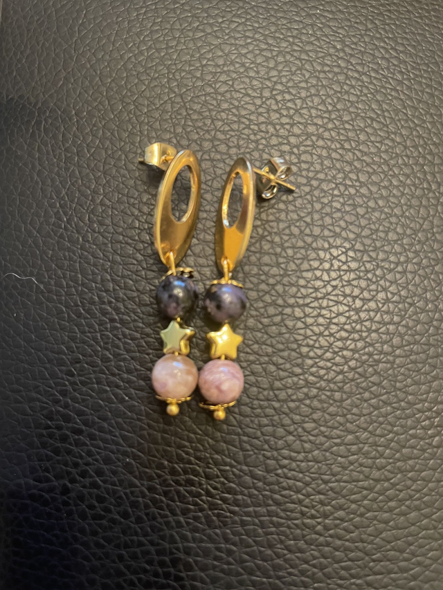 Boucles d'oreilles Charoïte de 8 mm