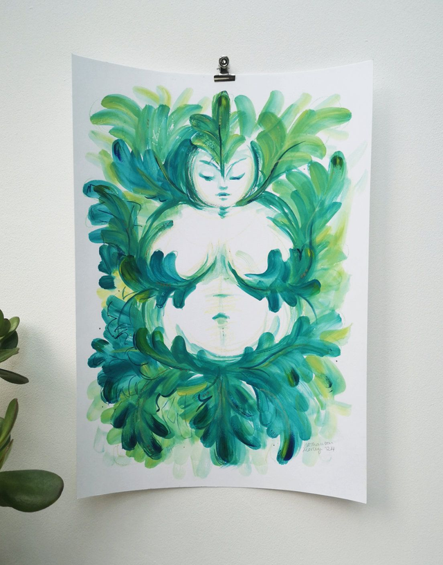 'Protector of the Sacred Grove' Original Mixed Media Painting - A3 Size