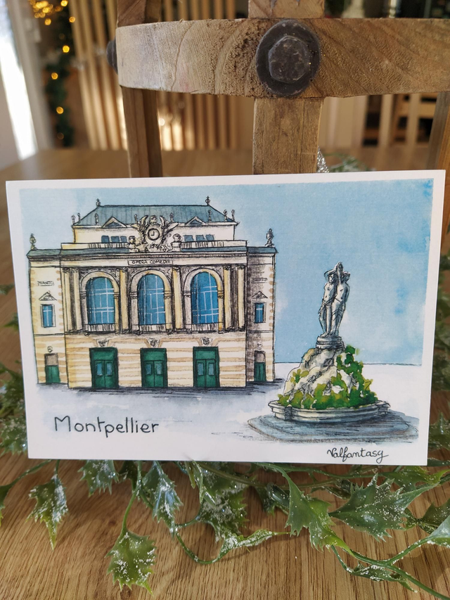 Carte "Montpellier, Place de la Comédie" 10 x 15 cm