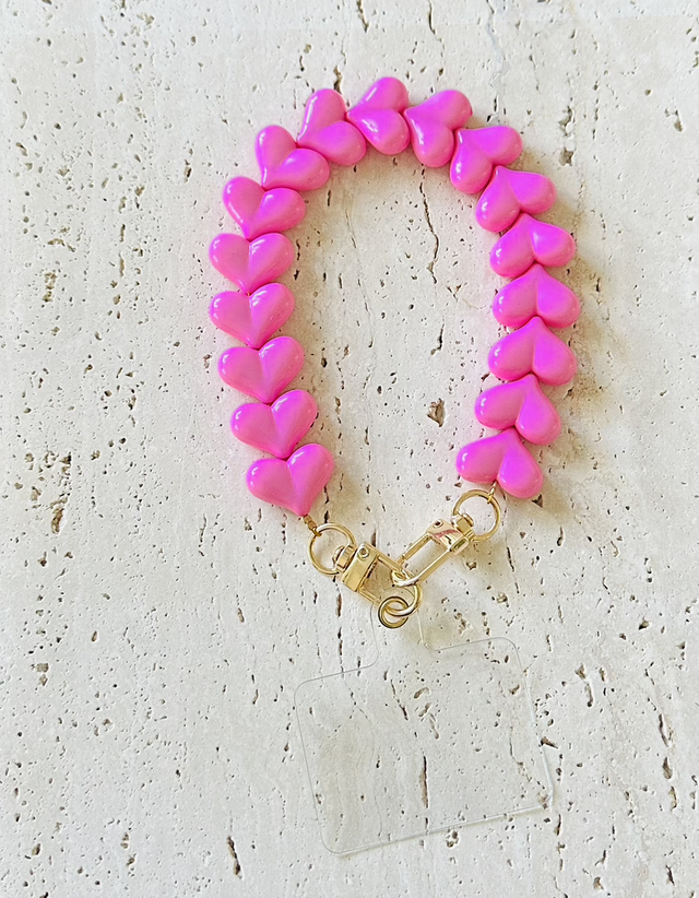 Hartjes Telefoonkoort roze holografisch 