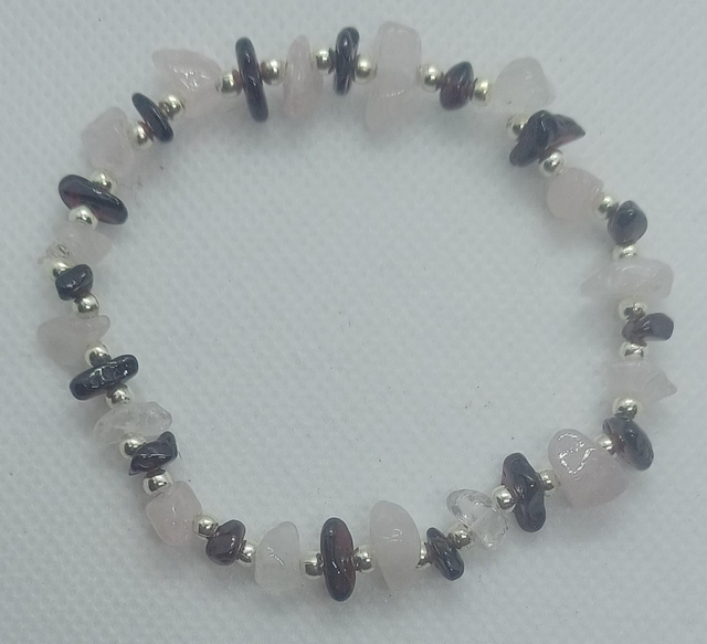 Bracelet en Grenat et quartz rose naturel 