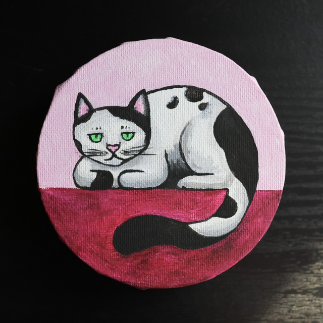 Original Black &amp; White Cat Mini Canvas