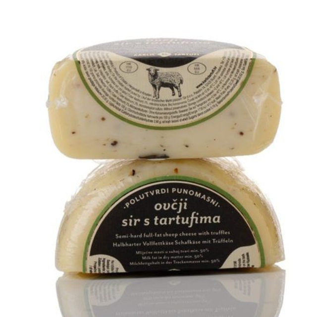 Schafskäse mit schwarzem Trüffel,  64€ / Kg, Gewicht siehe Produktvarianten