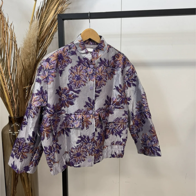 Jasje bloemenprint paars 