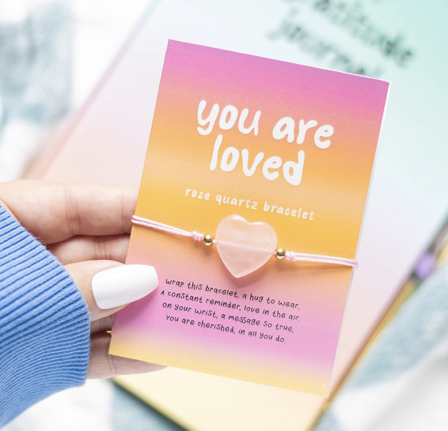 Rose Quartz Crystal Heart Bracelet – You Are Loved