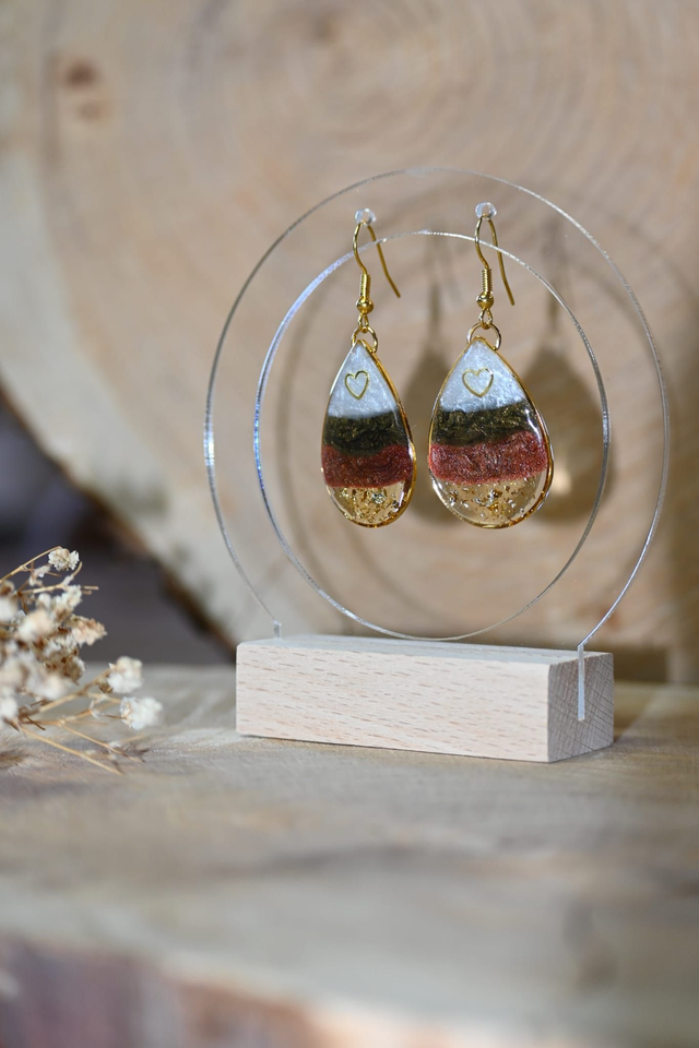 💧ELIXIR 💧Boucles d’oreilles en résine UV goutte - Marron✨