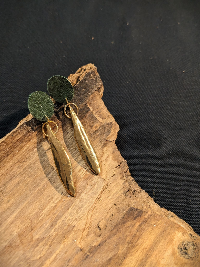 Pichoto Oliva - Pendants Ronds Olivier Or 24k, Cuir