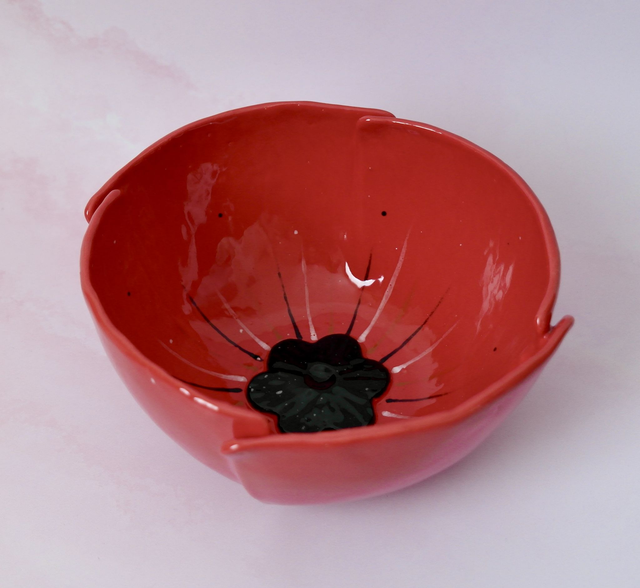 Grand saladier coquelicot en céramique