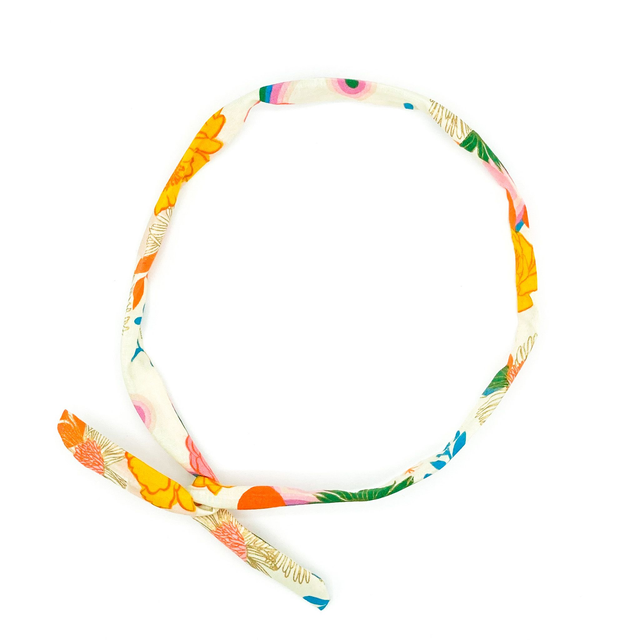 Flexible Skinny Hair Wrap - Cream Metallic Gold Floral