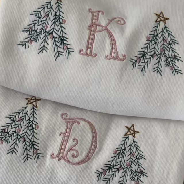 Machine embroidered Christmas Initial sweater