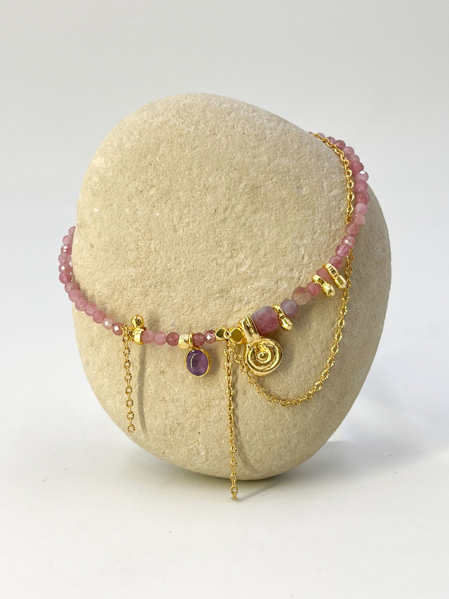 Bracelet rivière de tourmaline et chaîne
