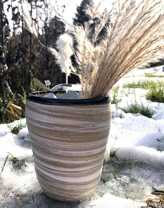 Vase Porcelaine et grès blanc mêlés
