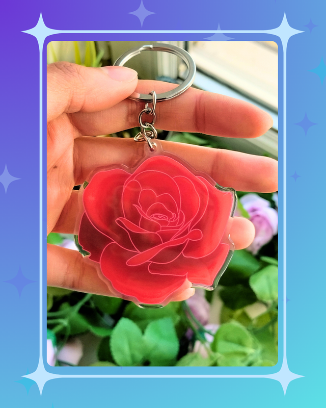 Porte-clé - Rose rouge