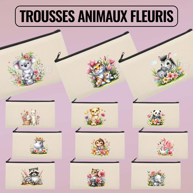 Trousses animaux fleuris 