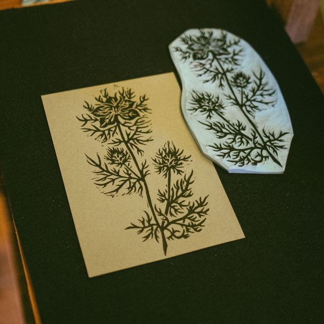 Linogravure - Nigelle - A6