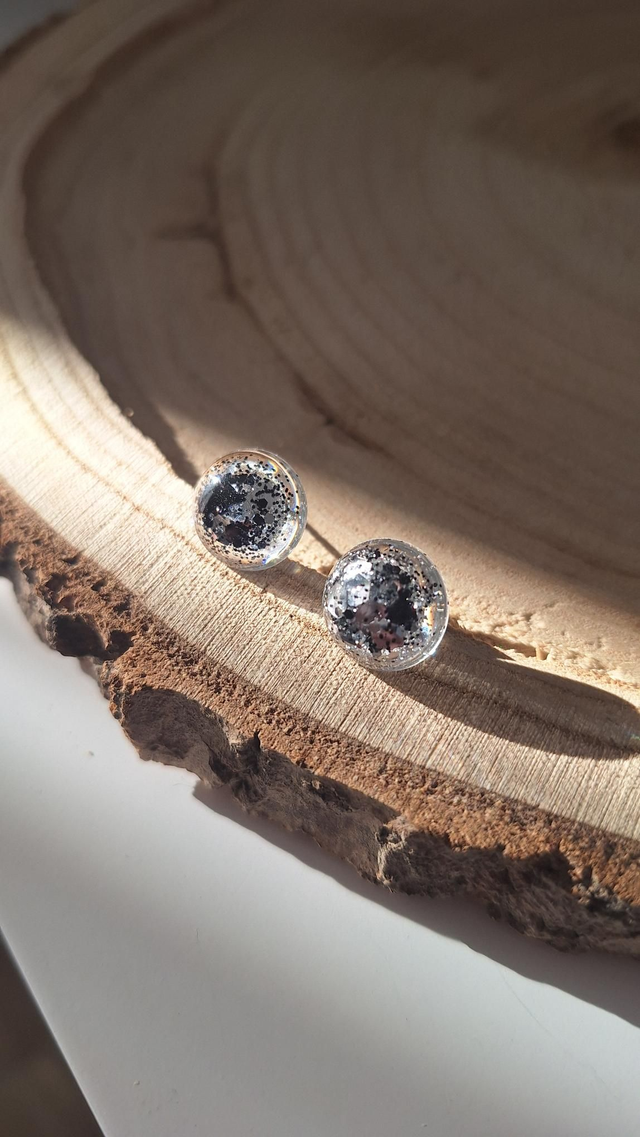 Puces rondes paillettes argentés et noires