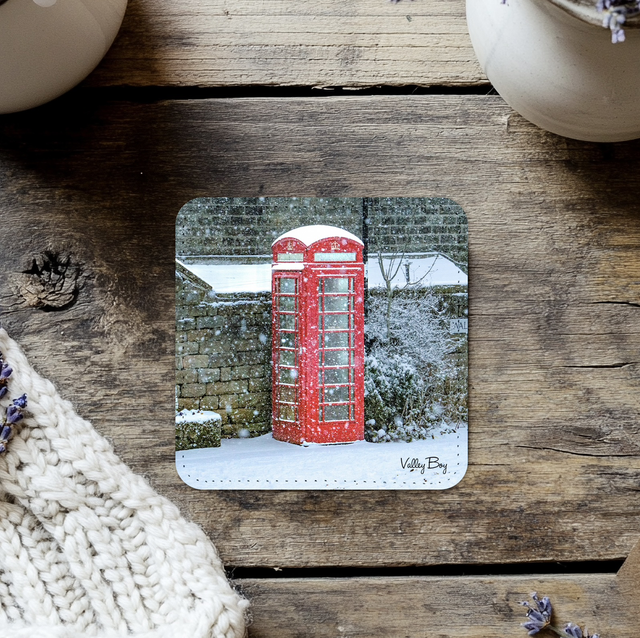 “Telephone Box in the Snow at Bolsterstone” Coaster 