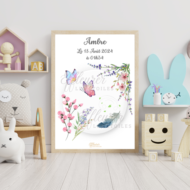 Affiche Bébé - Papillons