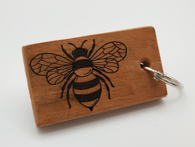 Wooden keyring - Bee Happy