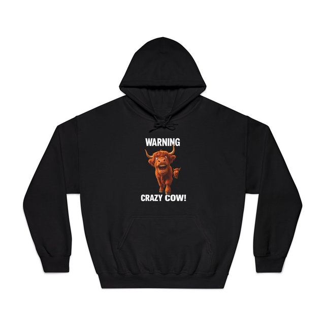 WARNING CRAZY COW HOODIE - Adroit Clothing