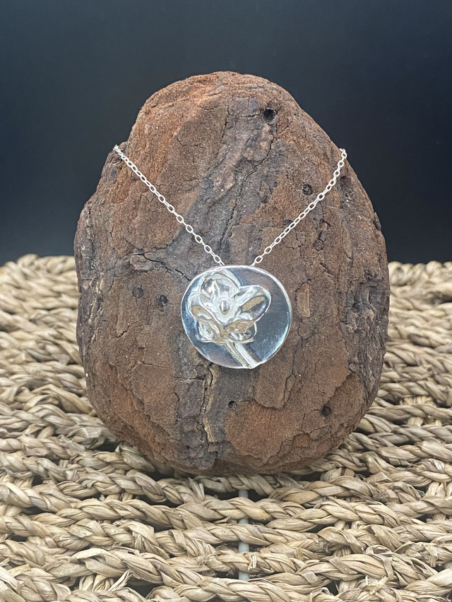 Fine Silver Hypericum Flower Pendant