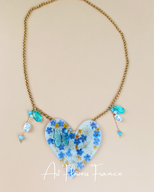 Collier cœur Myosotis
