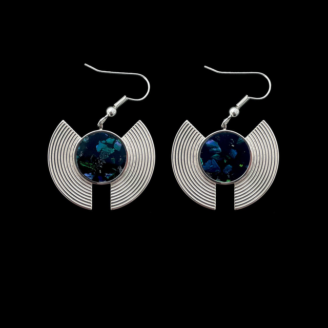 Boucles d'oreille Plastron - Sternocera | Bleu nocturne 6/15