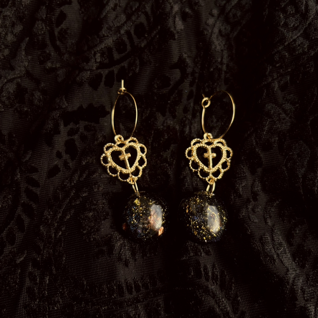 Heart and Cross Hoop Earrings