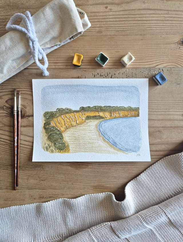 Plage de la mine d'or - Aquarelle originale