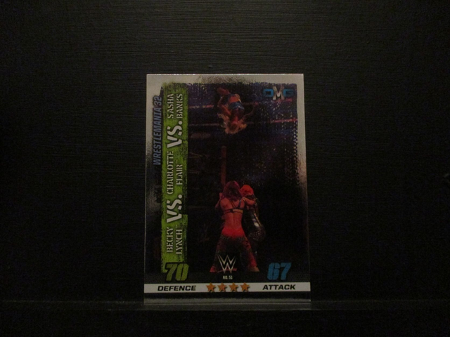 Becky Lynch VS. Charlotte Flair VS. Sasha Banks - OMG Slam Attax 10th Edition Original Trading Card 51