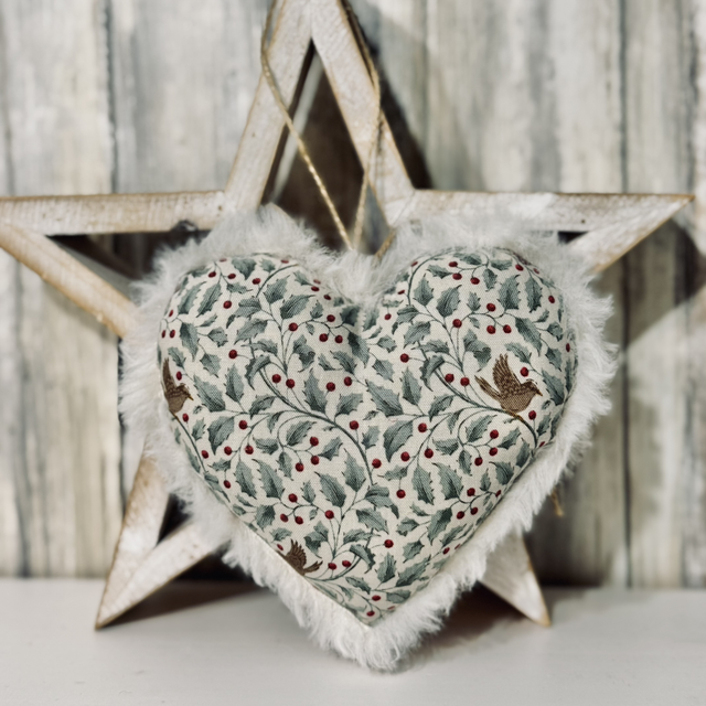 Double sided Tilda Christmas fur trim heart