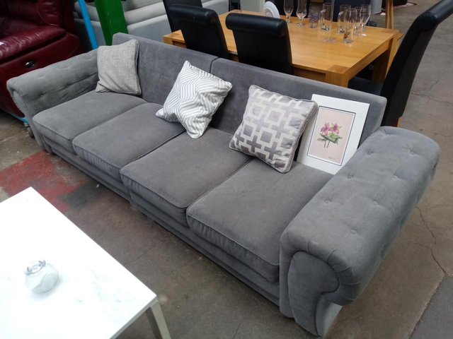 Grey Four Seater Sofa