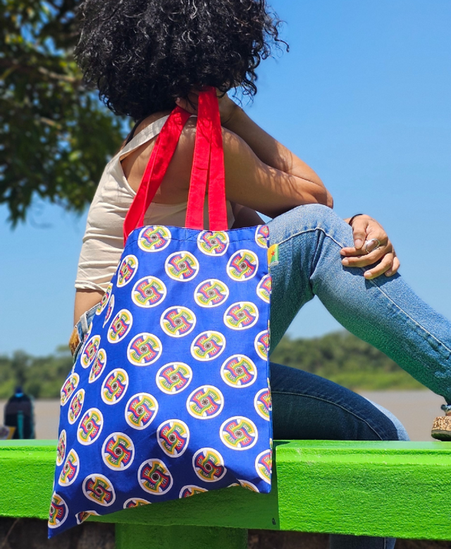 Tote bag signature bleu