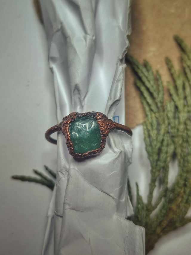 Aventurine Copper Ring