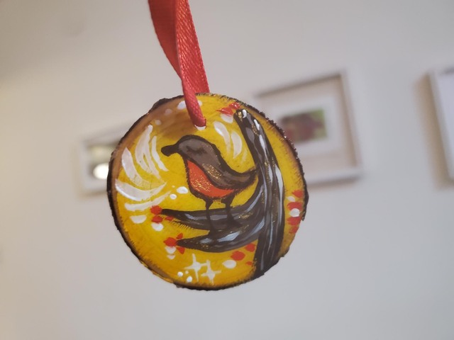 "Winter Robin" Wood Slice