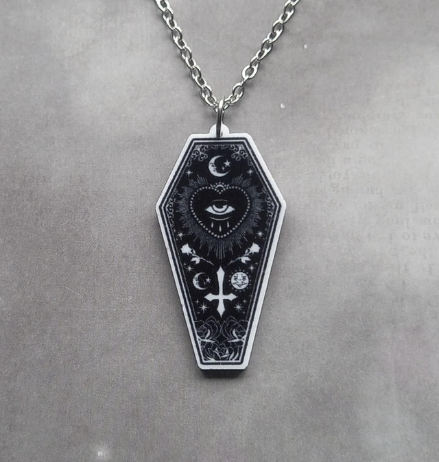 Black and White Coffin Necklace 