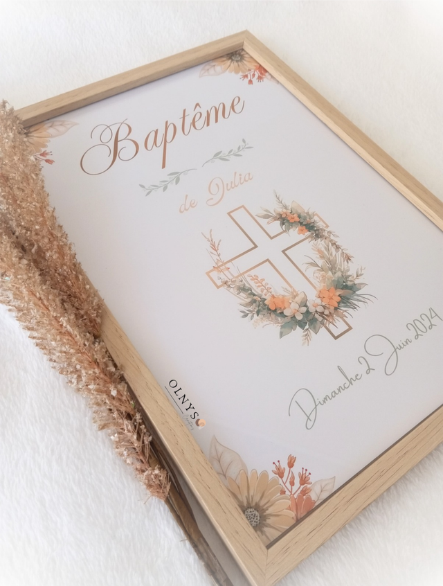 Affiche Baptême (personnalisable) - Croix